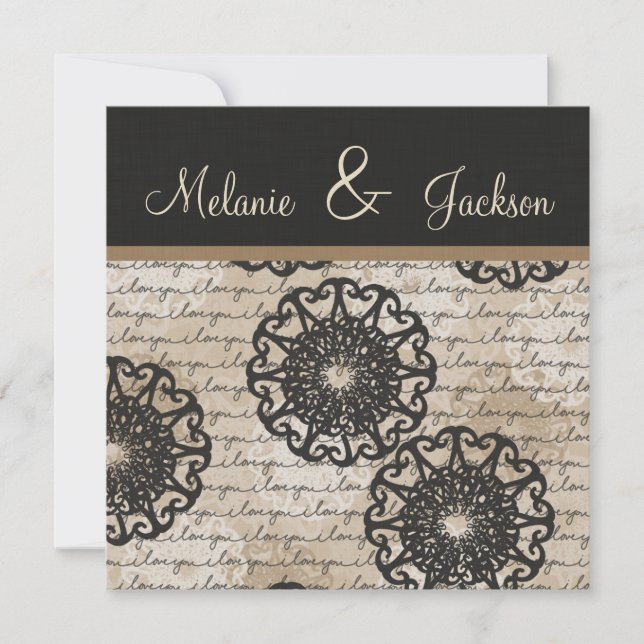 Invitación Moderno Boda de Post de Diseño de Taupe Marrón Neg (Anverso)