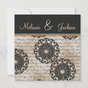 Invitación Moderno Boda de Post de Diseño de Taupe Marrón Neg