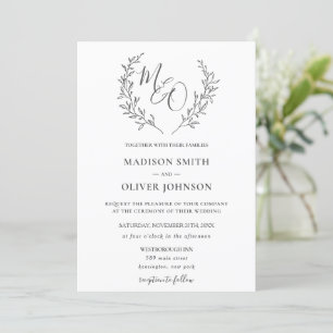 Invitación Moderno Boda de Rama de Alta Monograma