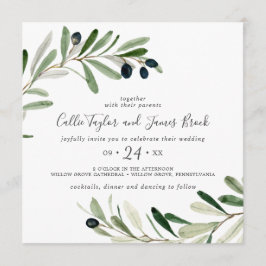 Invitación Moderno Boda de Rama de Olive Branch Square