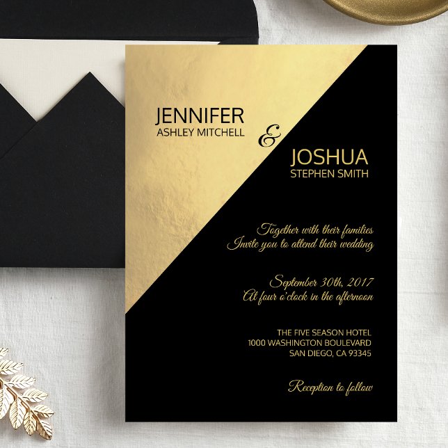 Invitación Moderno Boda de Relieve metalizado dorado elegante (Subido por el creador)