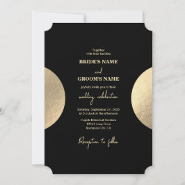 Invitación Moderno Boda de resumen de oro y negro contemporán