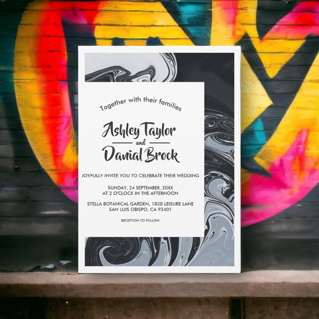 Invitación Moderno Boda De Resumen Mínimo Blanco Y Negro (Subido por el creador)