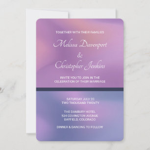 Invitación Moderno Boda de resumen morado y rosado de sumergi