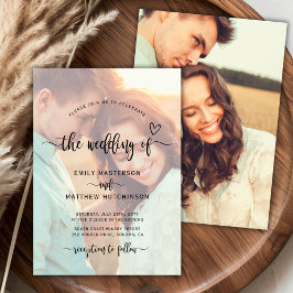 Invitación Moderno Boda de superposición de imágenes de escri