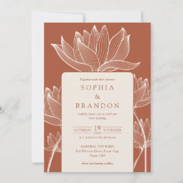 Invitación Moderno Boda de Terracota Froral Botánica