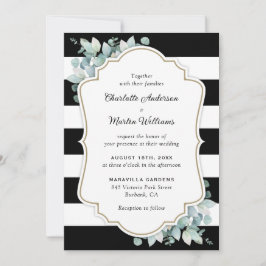 Invitación Moderno Boda de vegetación de eucalipto blanco y n