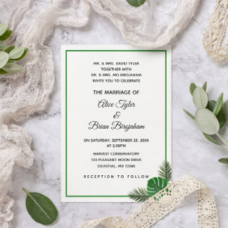 Invitación Moderno Boda de Verdor Tropical Mínimo