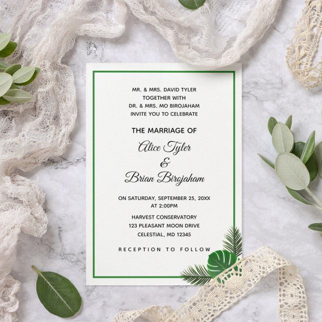 Invitación Moderno Boda de Verdor Tropical Mínimo (Subido por el creador)