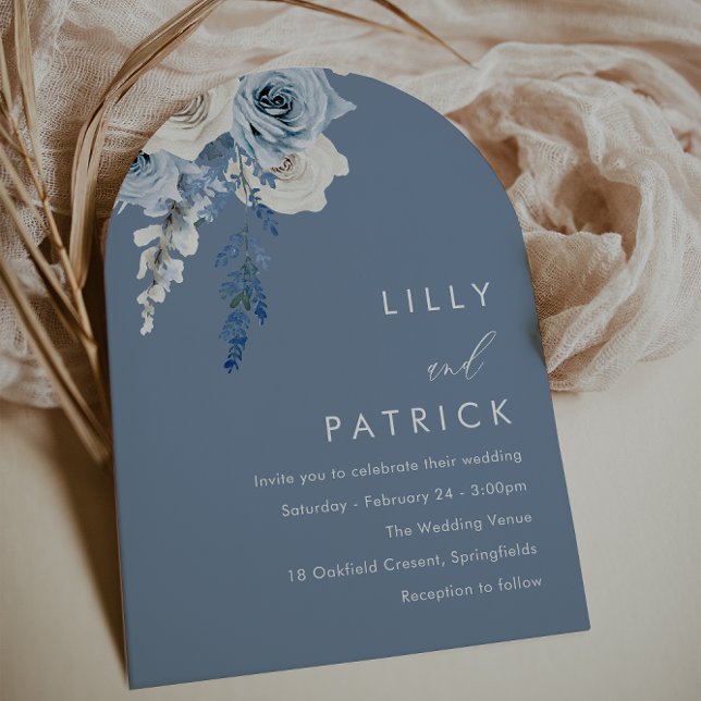 Invitación Moderno Boda del Arco Azul y Blanco del Boho (Subido por el creador)