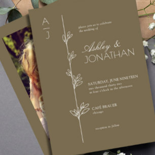 Invitación Moderno Boda del divisor botánico  Brown Foto