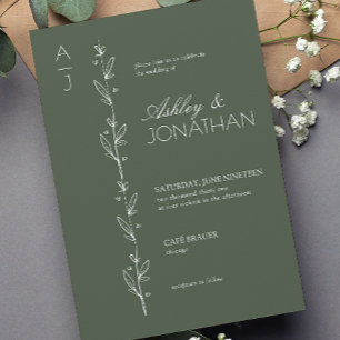 Invitación Moderno Boda del divisor botánico verde