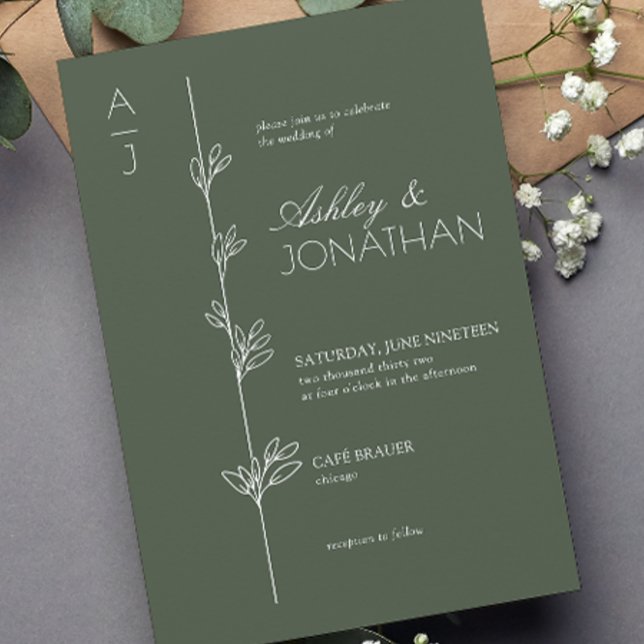 Invitación Moderno Boda del divisor botánico verde (Subido por el creador)