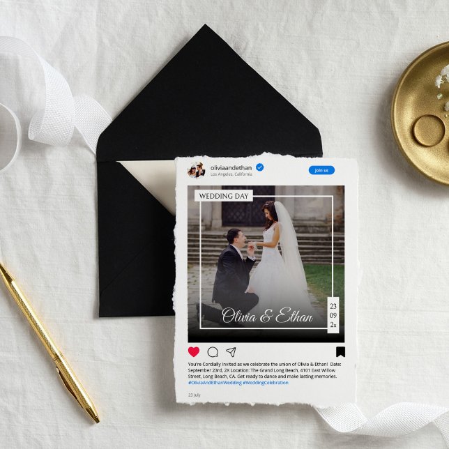 Invitación Moderno Boda divertida de medios sociales (Subido por el creador)