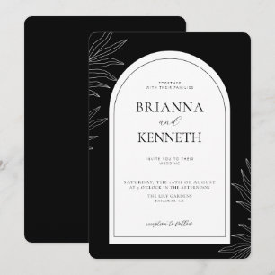 Invitación Moderno Boda elegante de arco blanco y negro