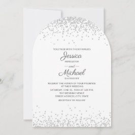 Invitación Moderno Boda elegante de arco Purpurina plateado b