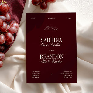 Invitación Moderno Boda elegante de Borgoña