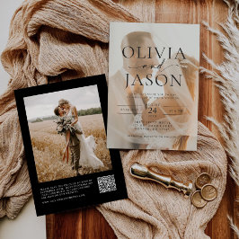 Invitación Moderno Boda elegante de código QR Minimalista