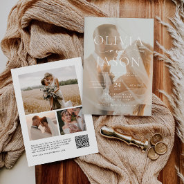 Invitación Moderno Boda elegante de código QR Minimalista