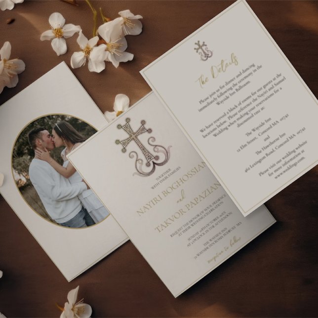 Invitación Moderno Boda elegante de cruces armenios (Subido por el creador)