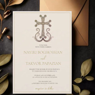 Invitación Moderno Boda elegante de cruces armenios