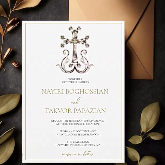 Invitación Moderno Boda elegante de cruces armenios (Subido por el creador)