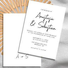 Invitación Moderno Boda elegante de escritura en blanco y neg
