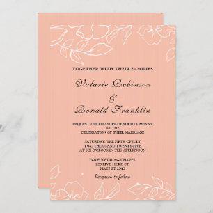 Invitación Moderno Boda elegante de flores corales blancas