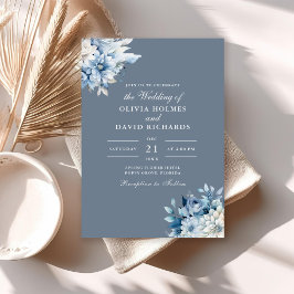 Invitación Moderno Boda elegante de flores silvestres azul tu