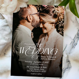 Invitación Moderno Boda elegante de fotografía caligráfica