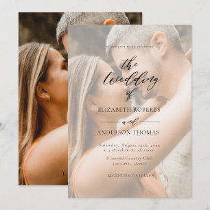 Invitación Moderno Boda elegante de fotografía caligráfica