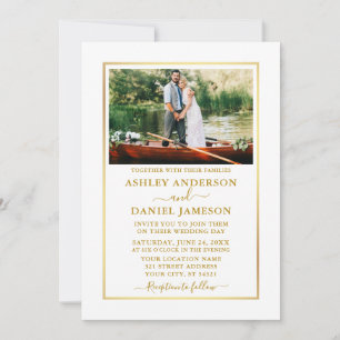 Invitación Moderno Boda elegante de fotografía de oro