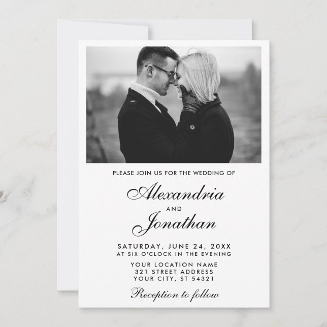 Invitación Moderno Boda elegante de fotografía de pareja simp (Anverso)