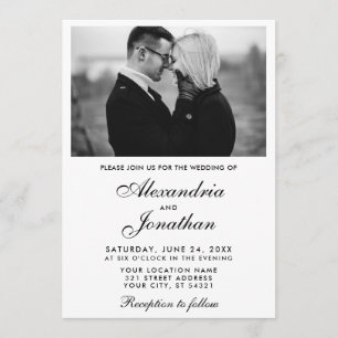 Invitación Moderno Boda elegante de fotografía de pareja simp