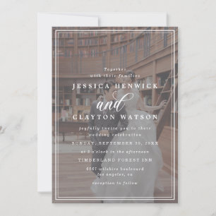 Invitación Moderno Boda Elegante De Fotografías En Blanco Y N