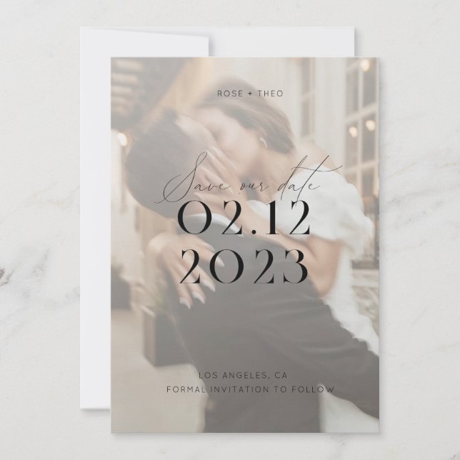 Invitación Moderno Boda elegante de fotografías en blanco y n (Anverso)