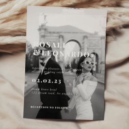 Invitación Moderno Boda elegante de fotografías en blanco y n