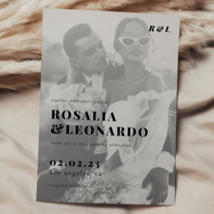 Invitación Moderno boda elegante de fotografías en blanco y n