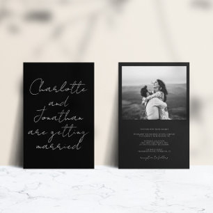 Invitación Moderno Boda elegante de fotografías en blanco y n