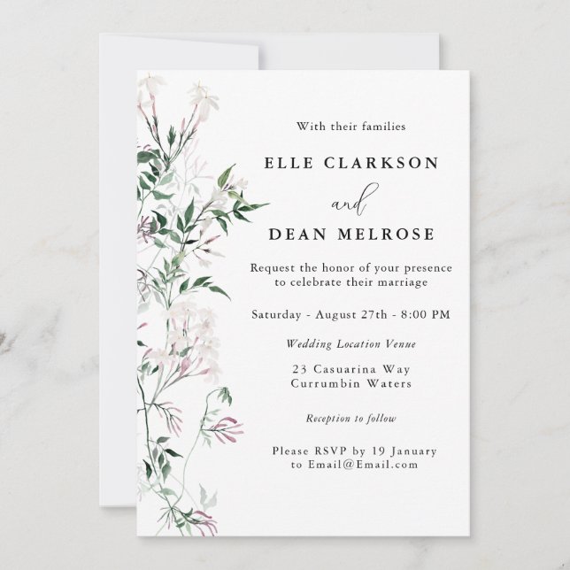 Invitación Moderno Boda elegante de Jazmín Lavender (Anverso)
