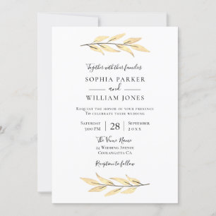 Invitación Moderno Boda elegante de la hoja de oro