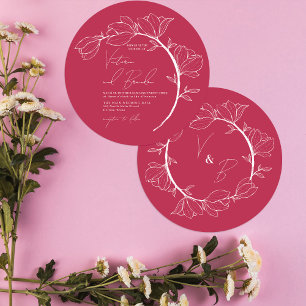 Invitación Moderno Boda elegante de la rama de circulo floral