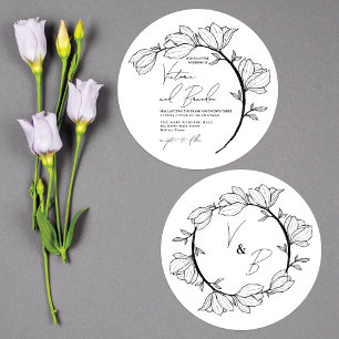 Invitación Moderno Boda elegante de la rama de circulo floral