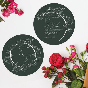 Invitación Moderno Boda elegante de la rama de circulo floral