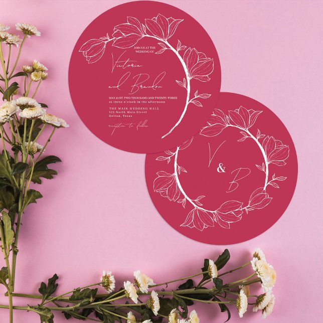 Invitación Moderno Boda elegante de la rama de circulo floral (Subido por el creador)