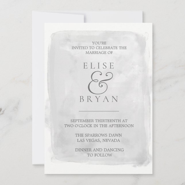 Invitación Moderno Boda elegante de pintura gris plateado (Anverso)