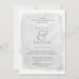 Invitación Moderno Boda elegante de pintura gris plateado