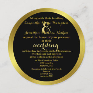 Invitación Moderno Boda elegante de Relieve metalizado dorado