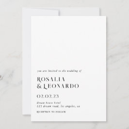 Invitación Moderno boda elegante en blanco y negro