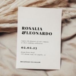 Invitación Moderno boda elegante en blanco y negro